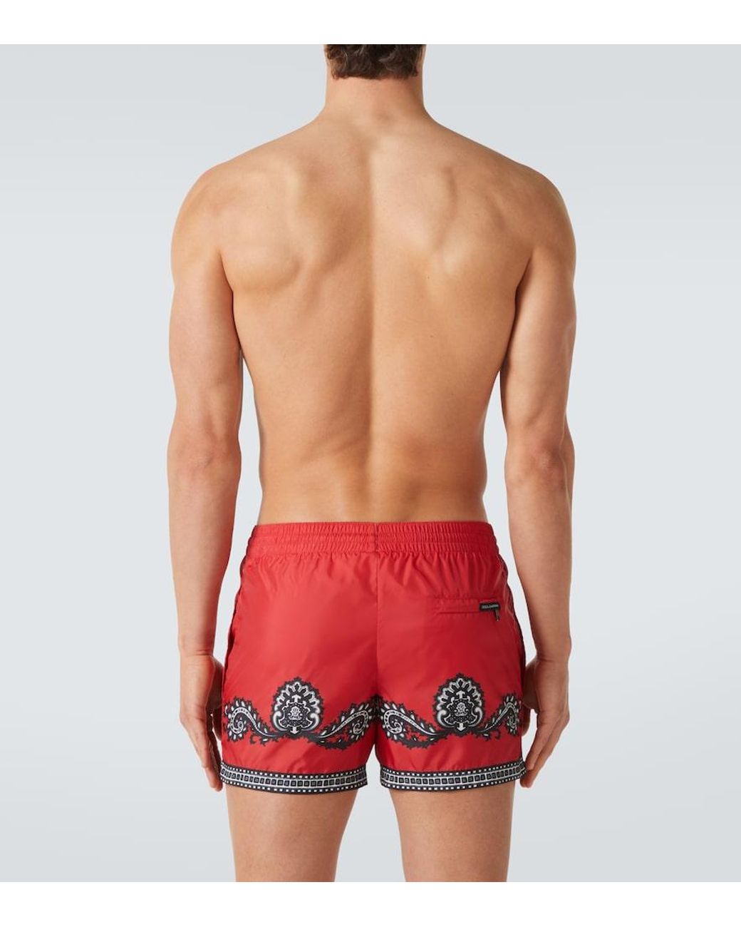 Dolce & Gabbana Red Short Swim Trunks With Bandanna for men