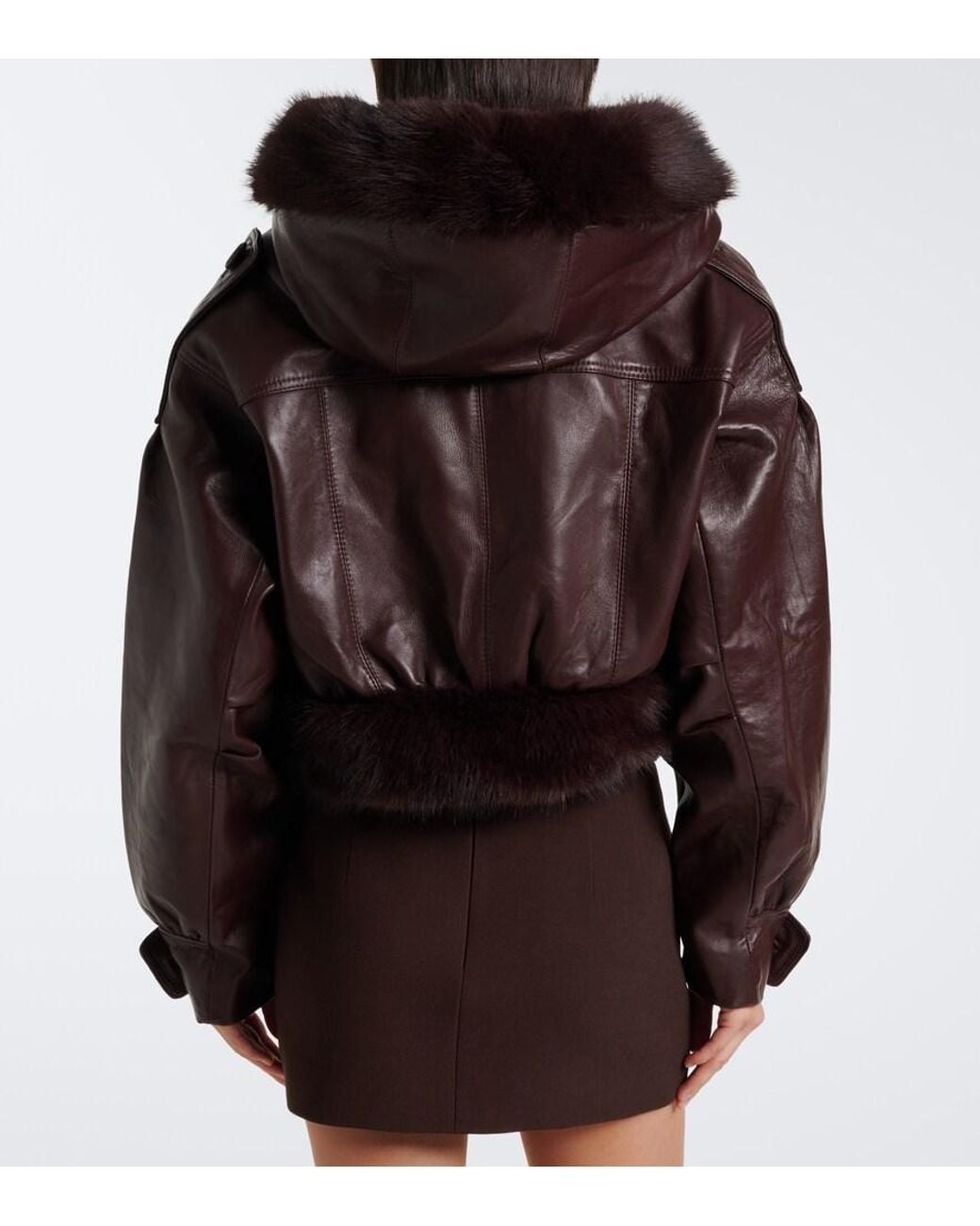 retroféte Black Jia Cropped Leather Jacket