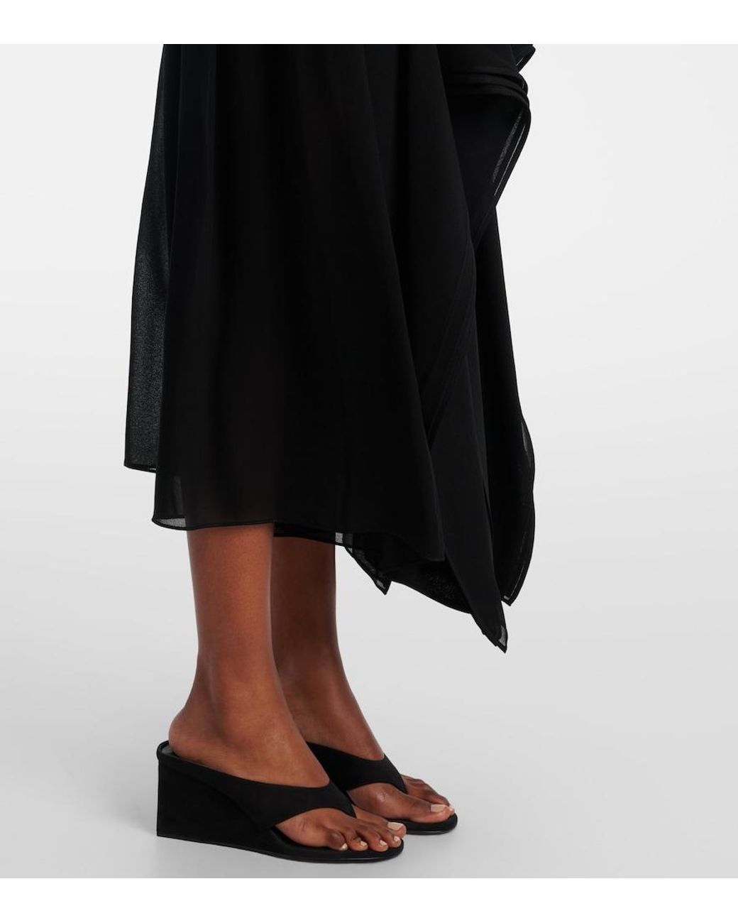Alaïa Black Low-Rise Georgette Wide-Leg Pants