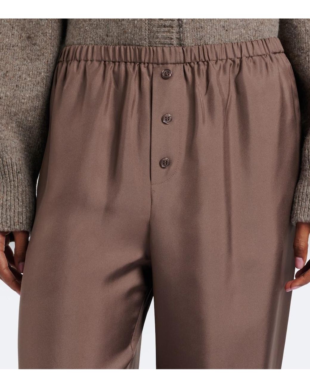 Rohe Brown Silk Satin Wide-Leg Pants
