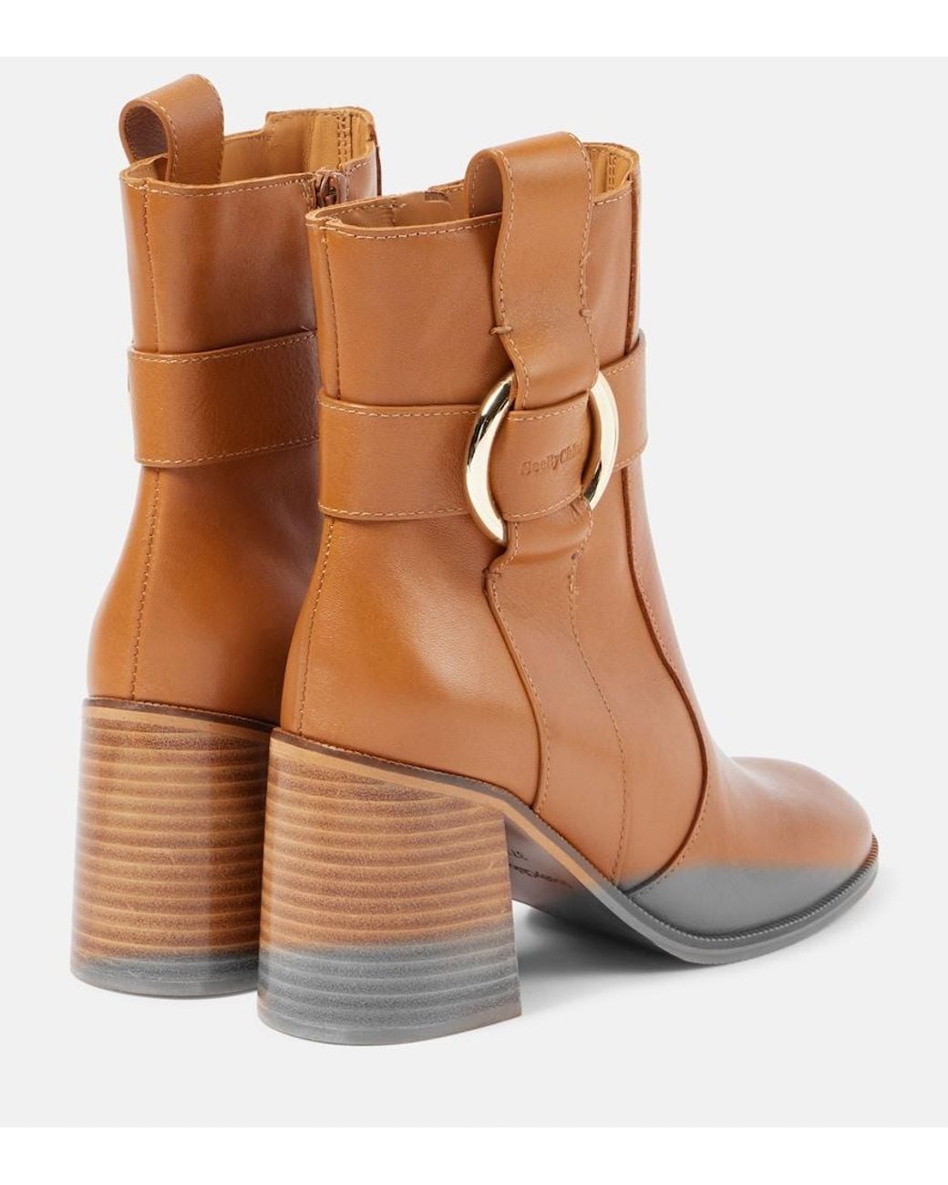 See By Chloé Brown New Ring 80 Leather Ankle Boots