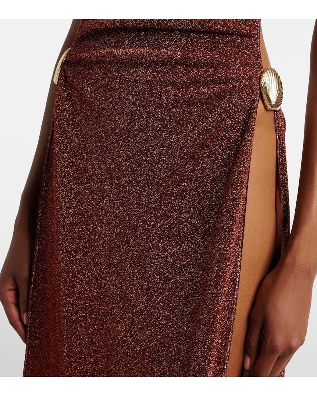 Oseree Purple Lumiere Shell Open-Back Maxi Dress