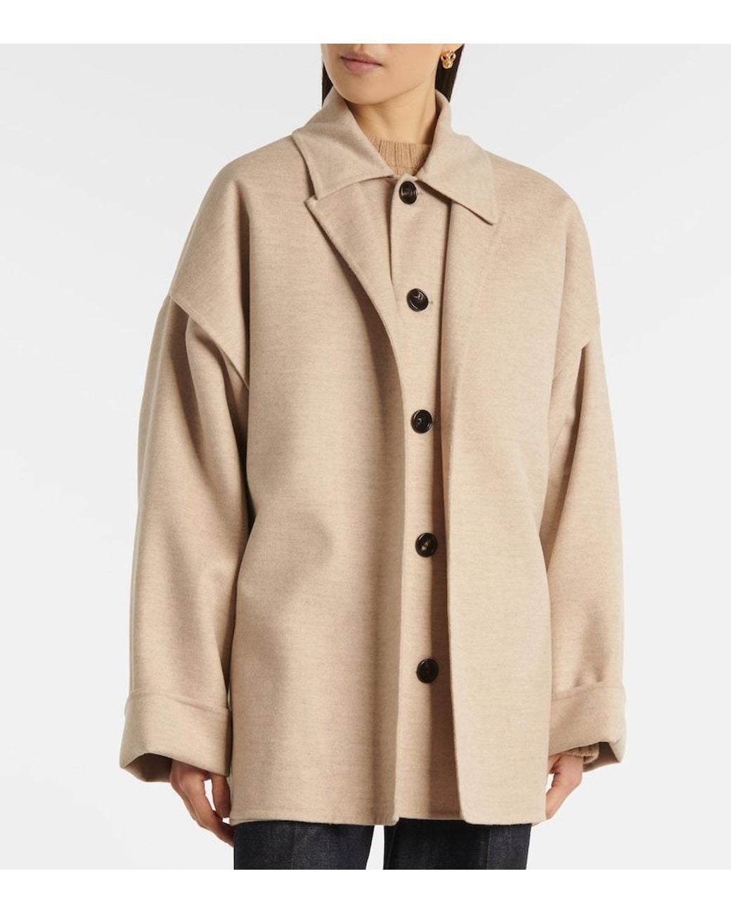 Bottega Veneta Natural Wool And Cashmere Car Coat