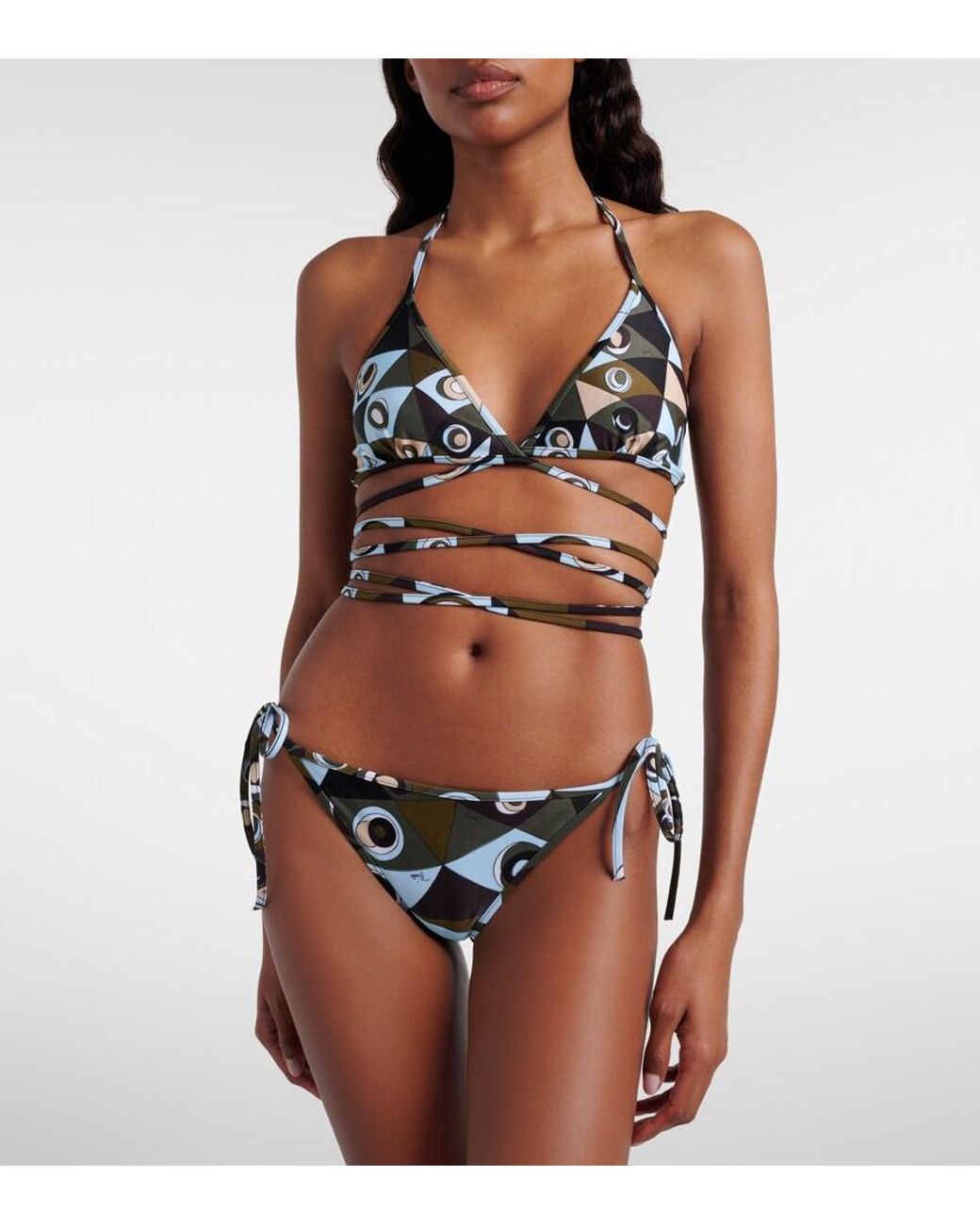 Emilio Pucci White Occhi Bikini Top