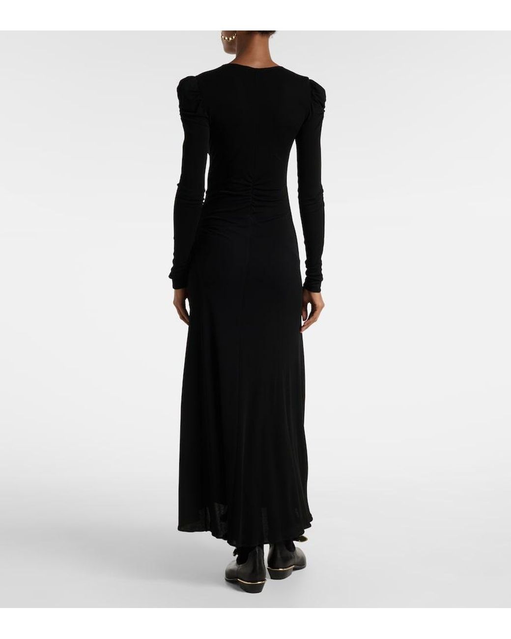 Isabel Marant Black Nejma Gathered Midi Dress