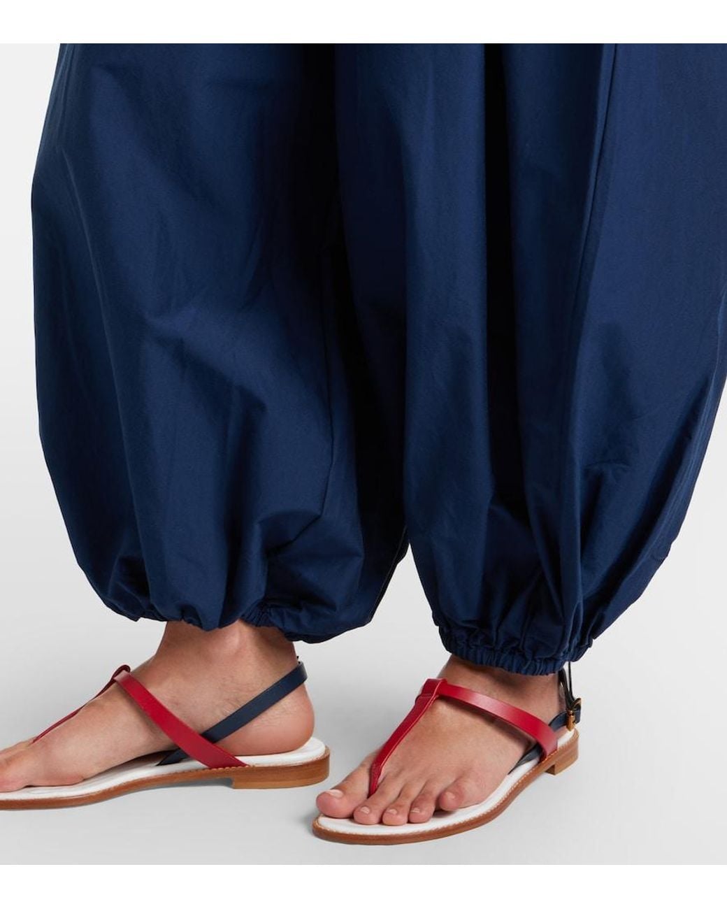 Polo Ralph Lauren Blue Belted Cotton And Silk Balloon Pants