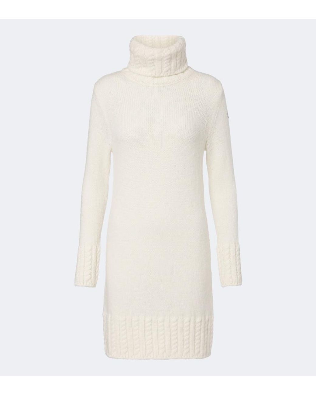 Moncler White Turtleneck Alpaca And Wool-Blend Minidress