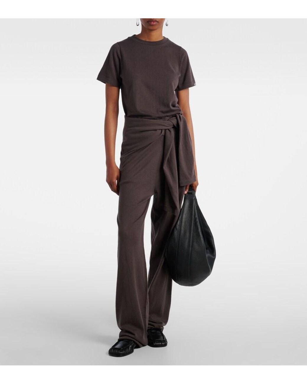 Extreme Cashmere Brown N°353 Relax Cotton And Cashmere Wide-Leg Pants