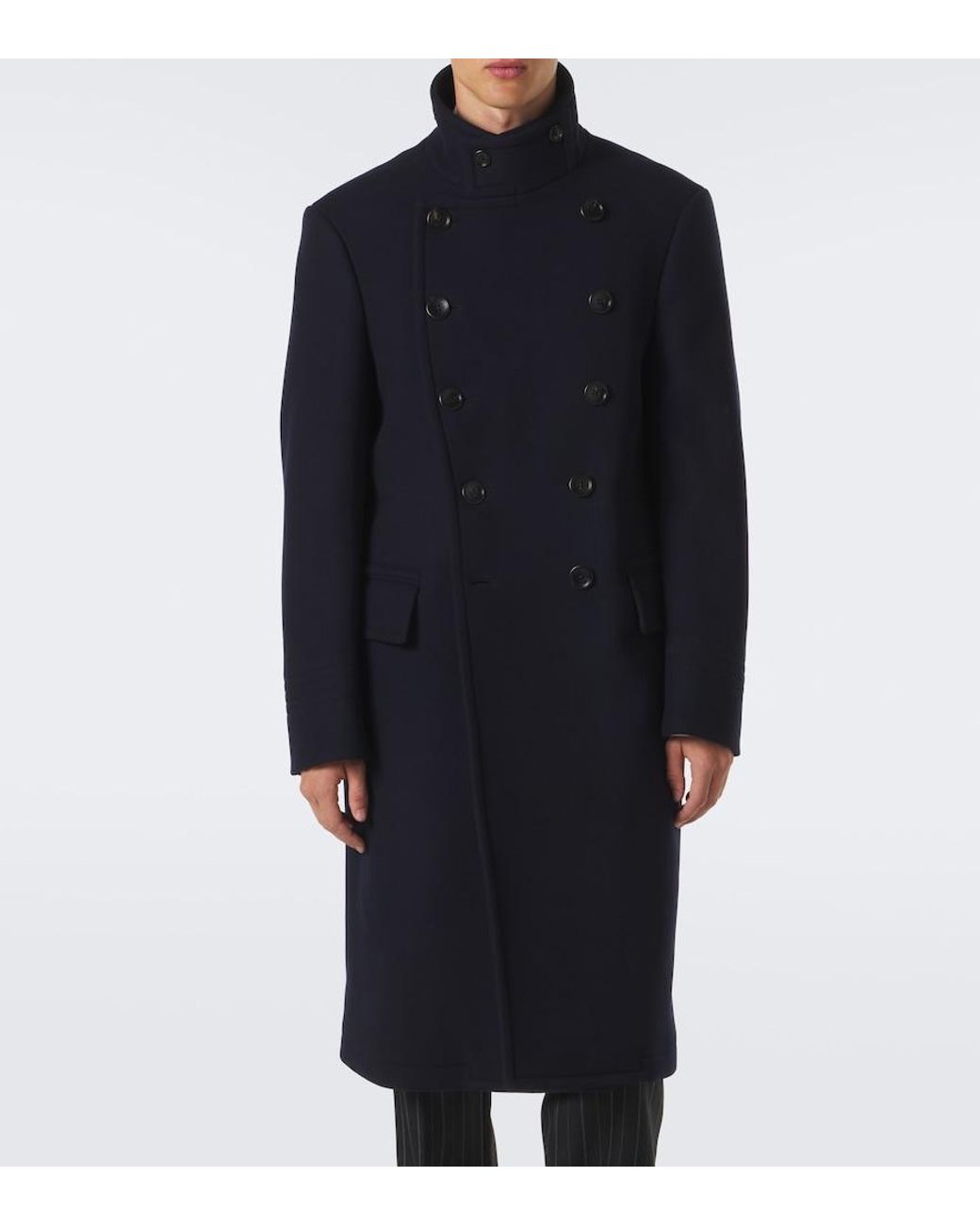 Tom Ford Blue Double-Breasted Wool Coat for men