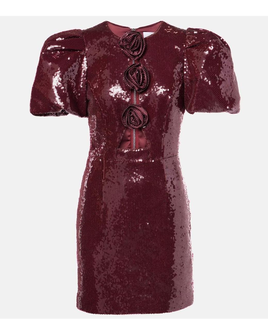 Rebecca Vallance Red Zelda Floral-Applique Sequined Minidress