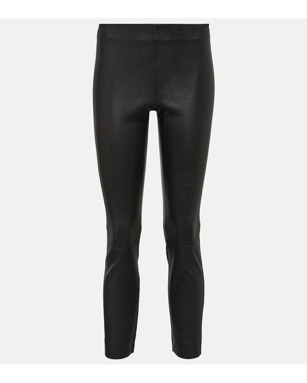 Vince Black Cropped Slim Leather Pants