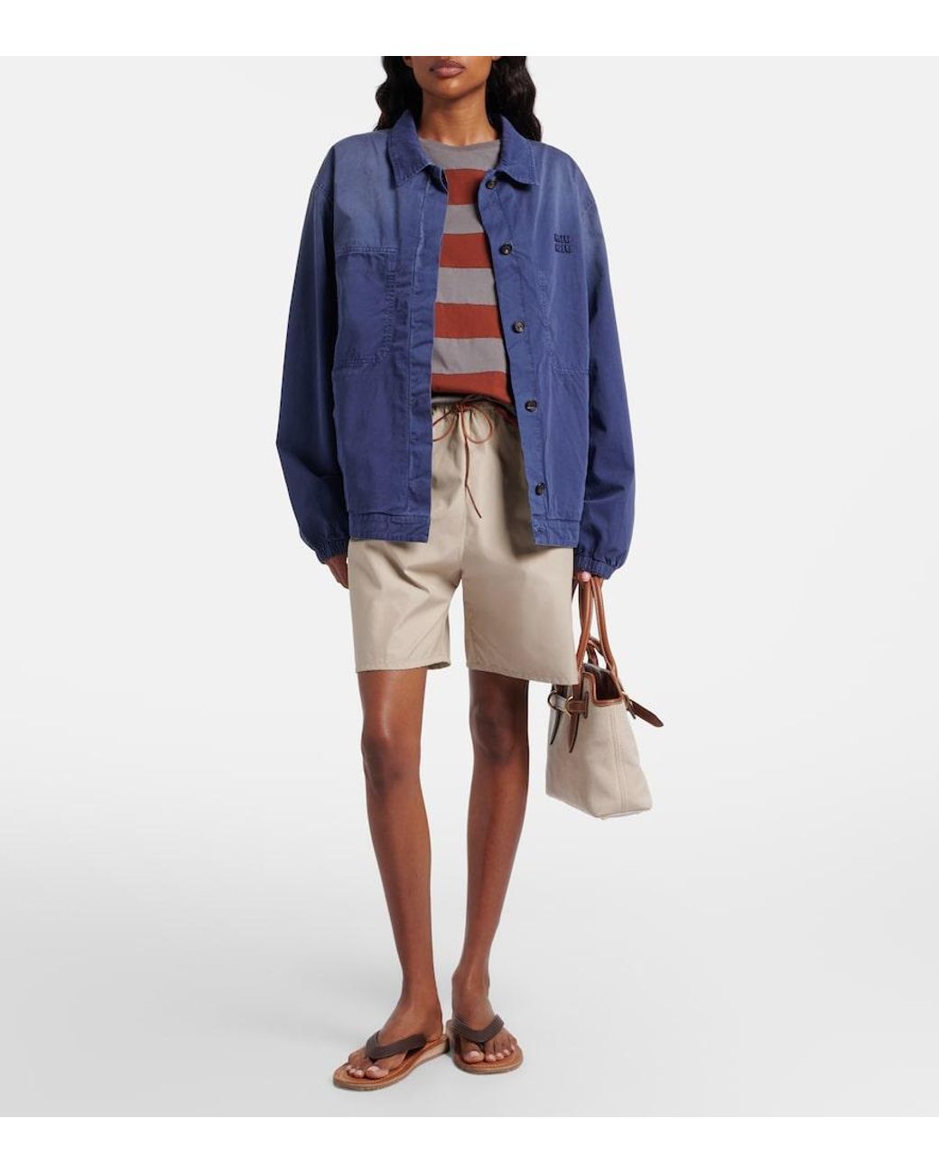 Miu Miu Blue Cotton Twill Blouson Jacket