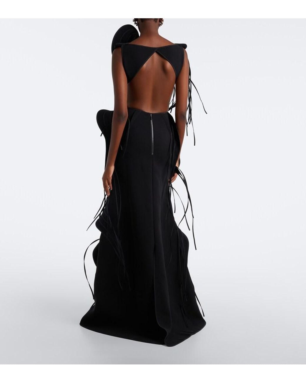 Maticevski Black Furiosa Fringed Applique Gown