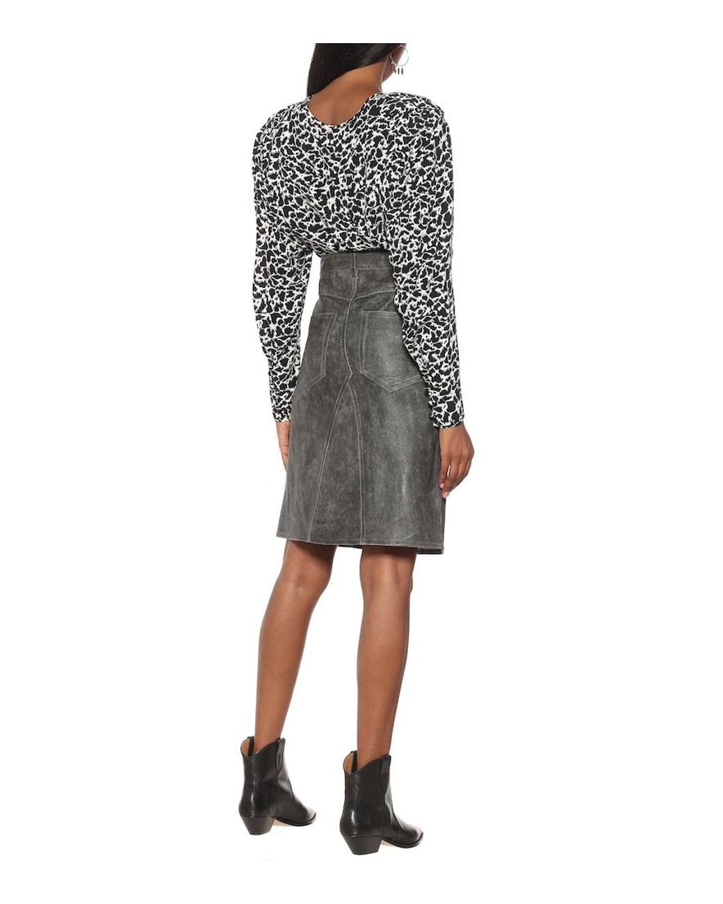 Isabel Marant Gray Fiali Leather Midi Skirt