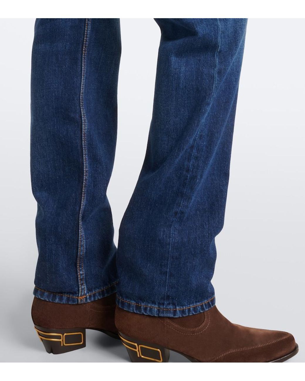 Etro Blue Faded Studded Straight Jeans