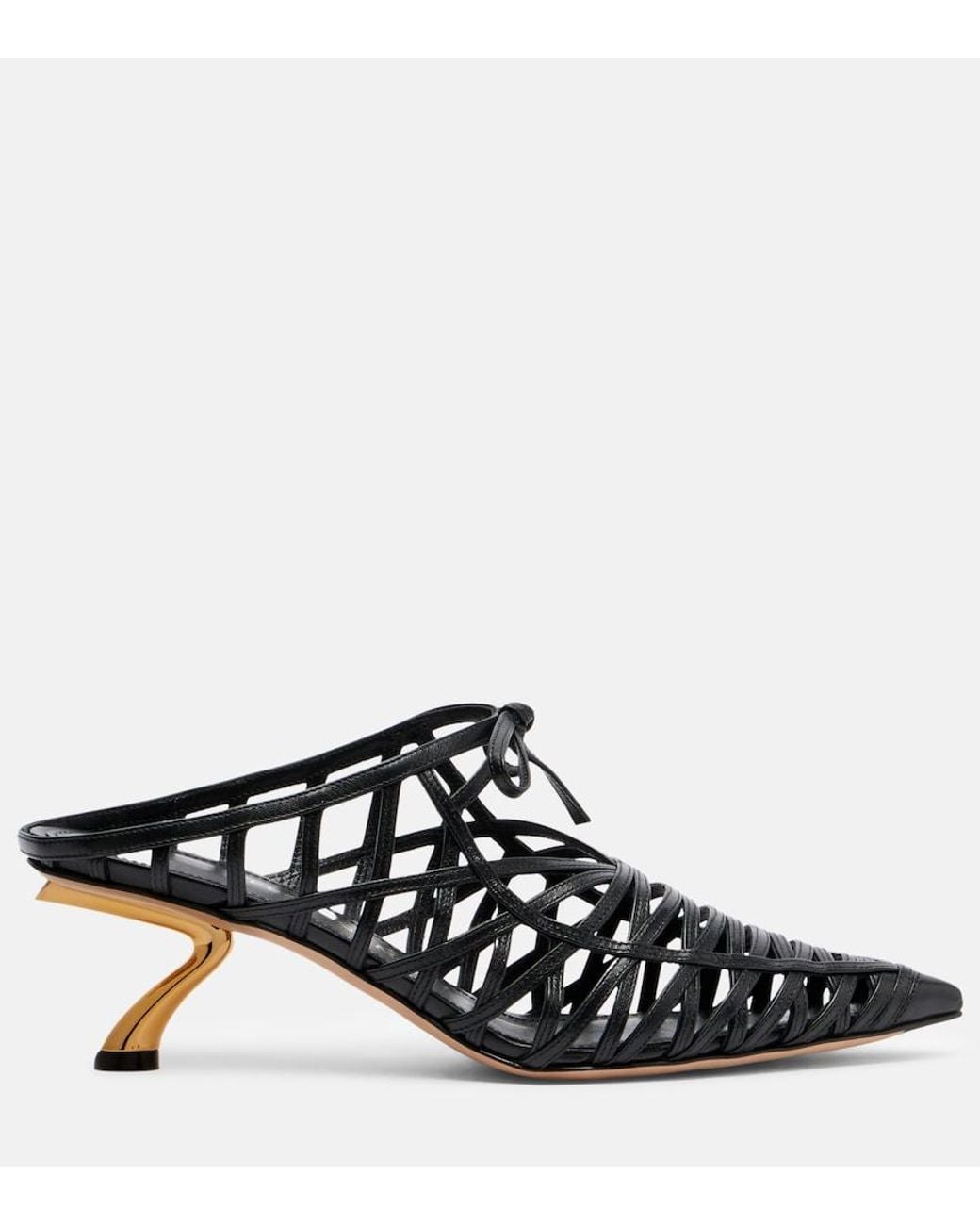 Ferragamo Black Cirry Leather Mules