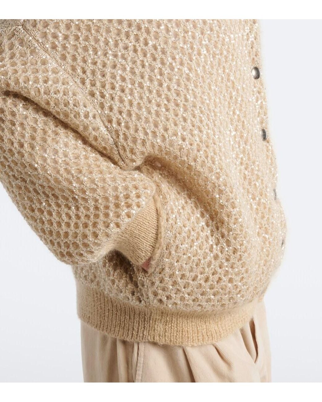 Brunello Cucinelli Natural Open-Knit Mohair-Blend Cardigan
