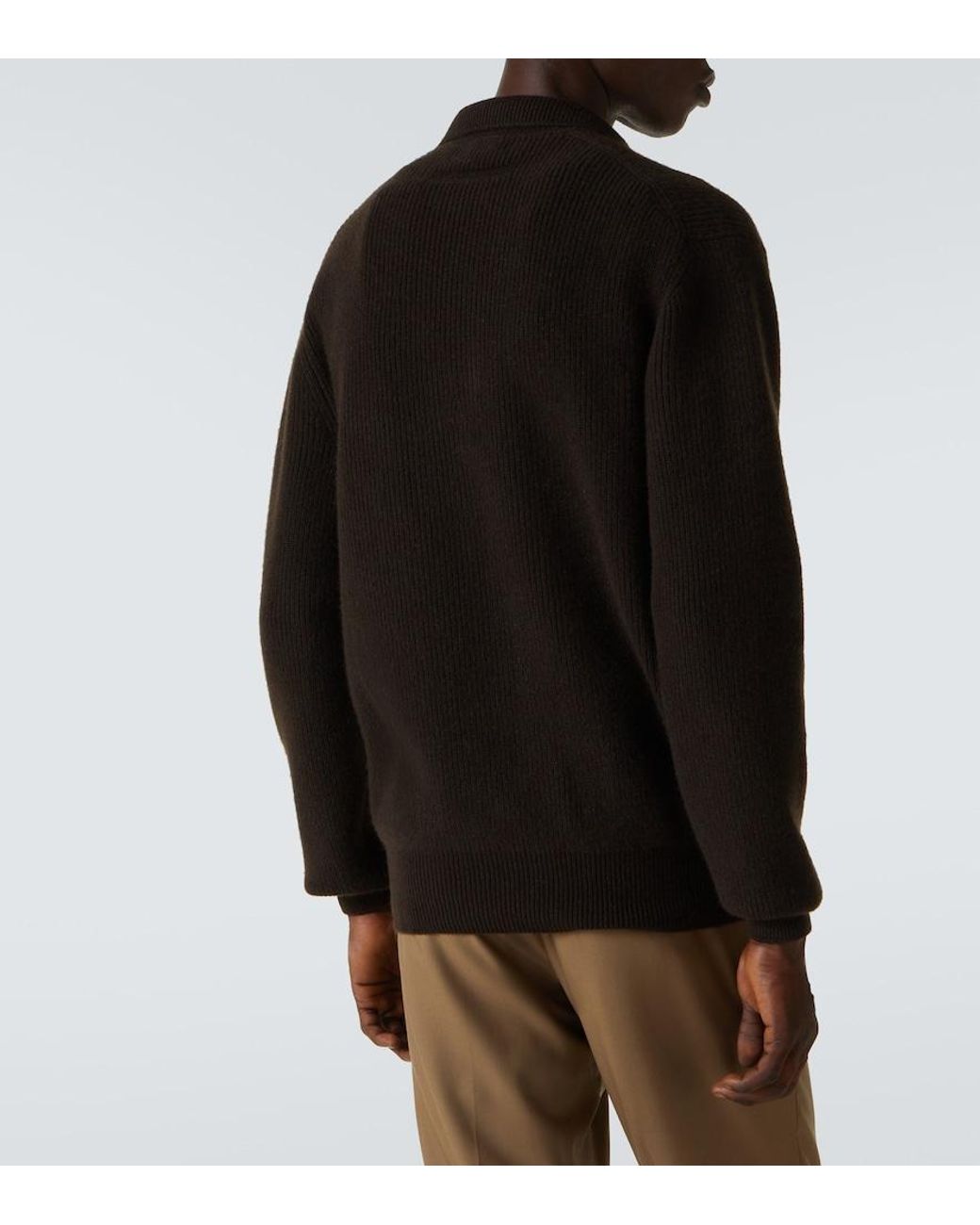 Zegna Black Cashmere Polo Sweater for men