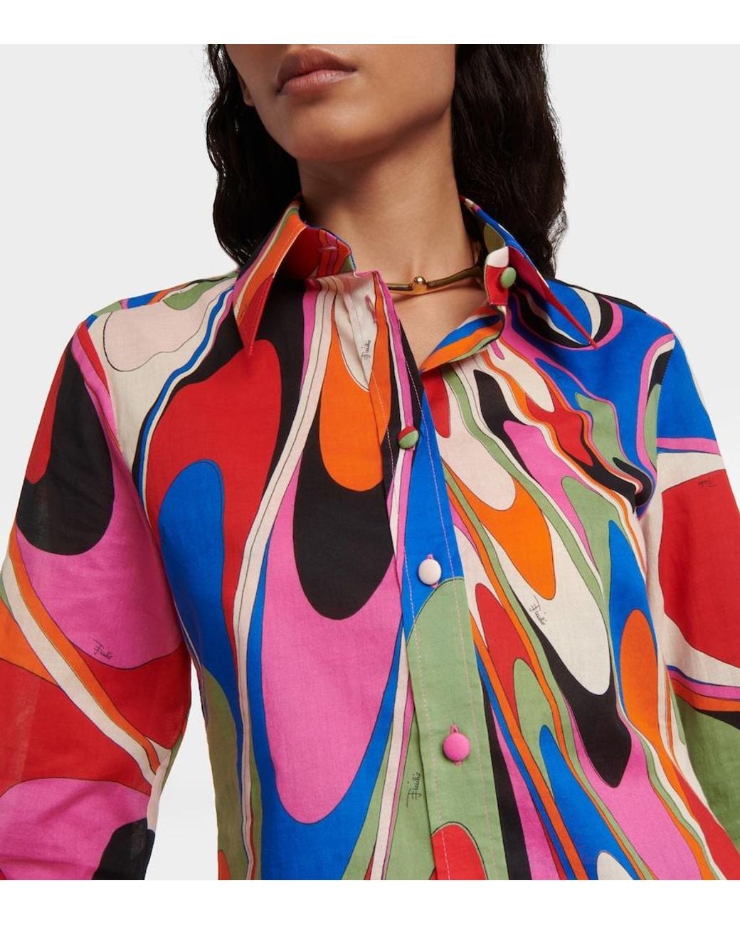 Emilio Pucci Red Hemd Onde Aus Baumwolle