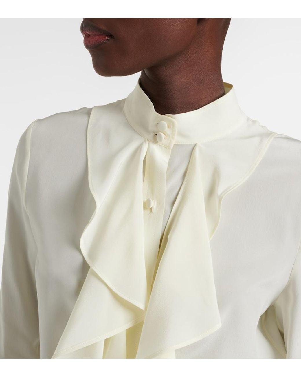 Alexander McQueen White Ruffled Silk Blouse