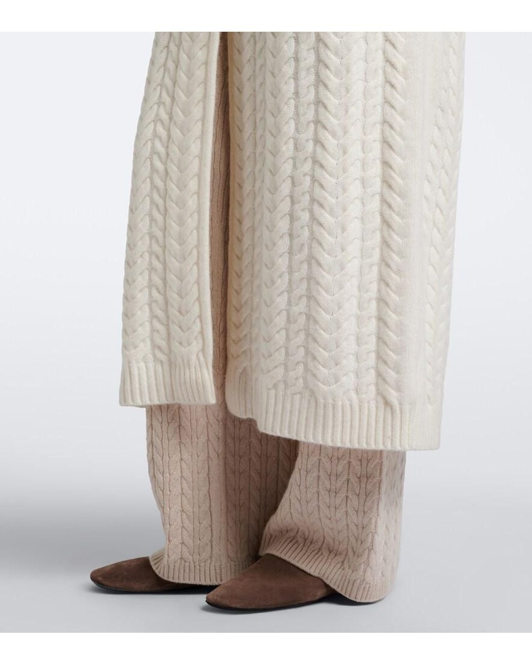 arch4 Natural Bond Street Cable-Knit Cashmere Long Cardigan