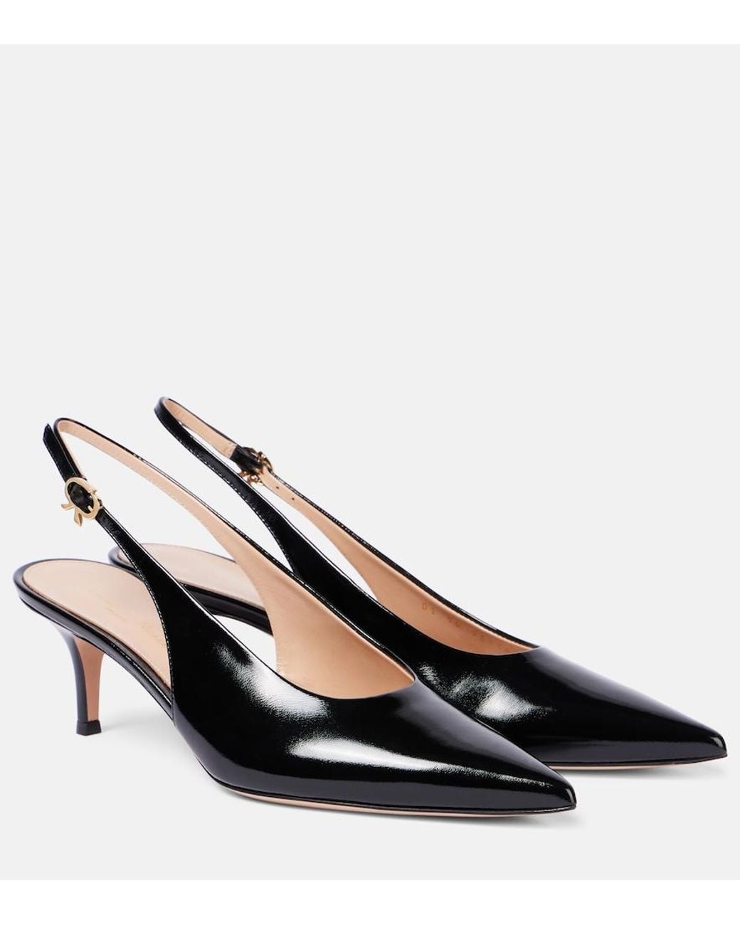 Gianvito Rossi Black Robbie 55 Patent Leather Slingback Pumps