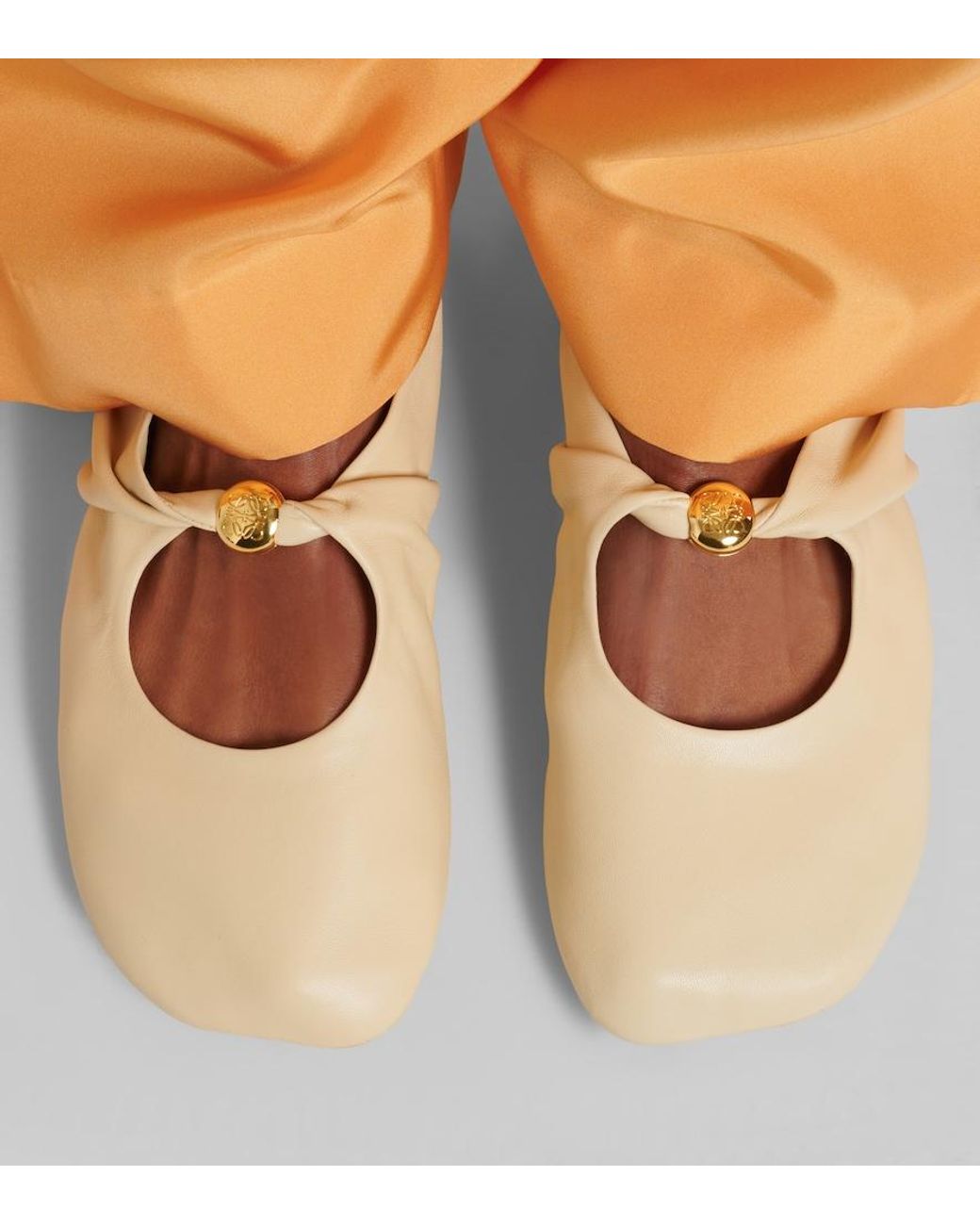 Loewe Natural Pebble Soft Leather Mary Jane Flats