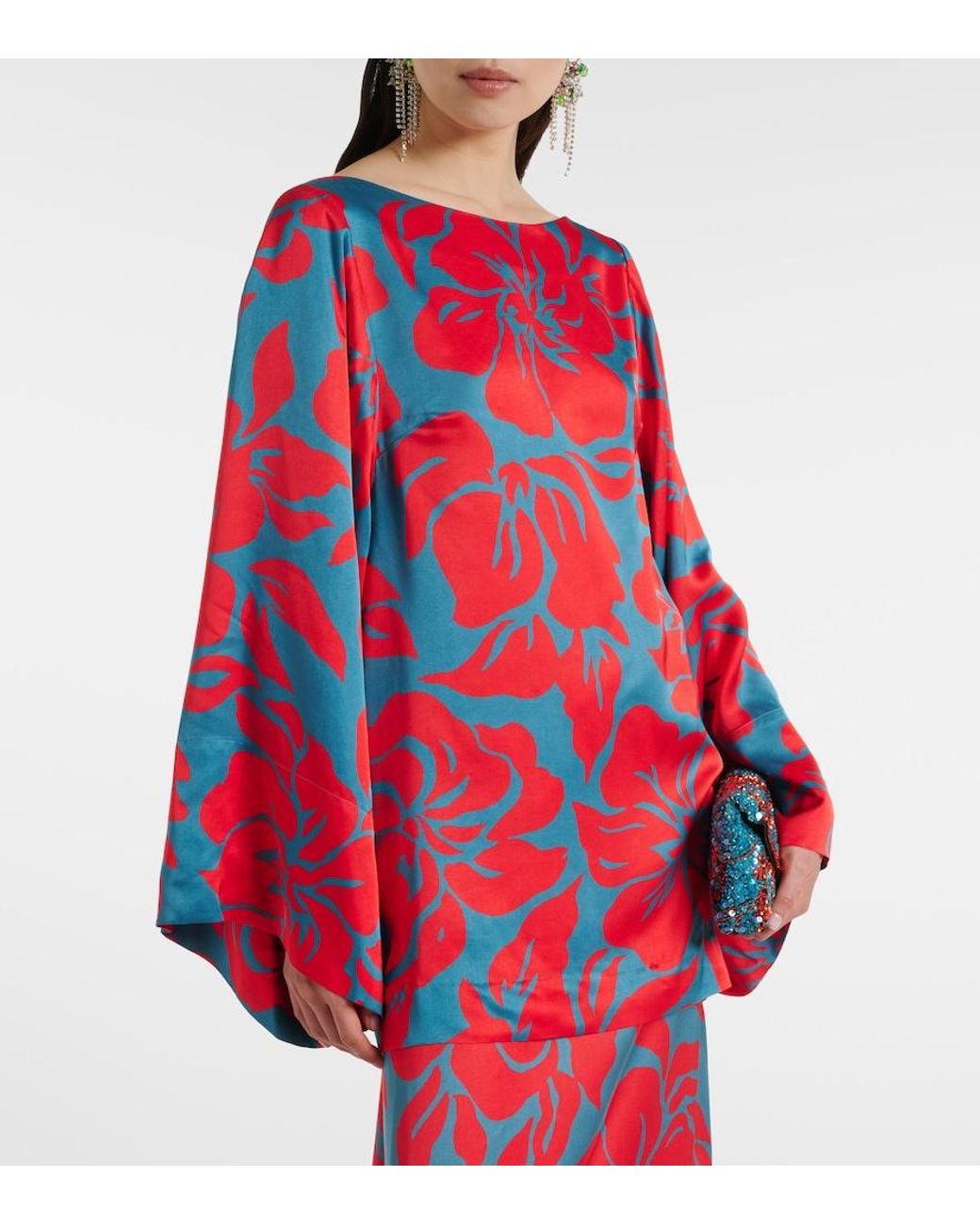 Dries Van Noten Red Charli Printed Satin Top