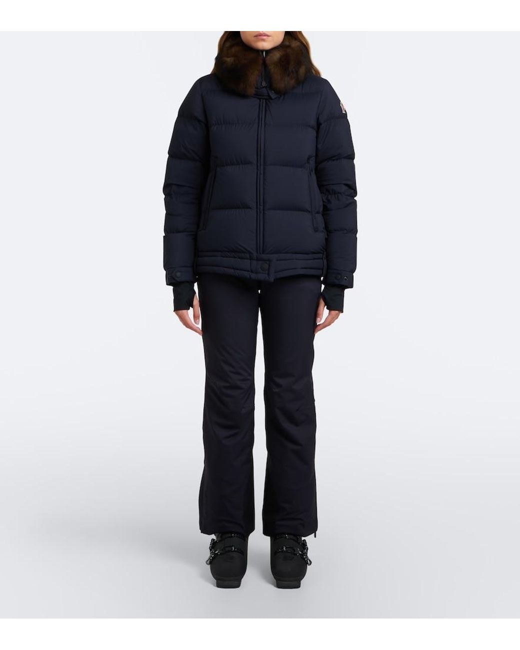 Moncler Blue Arrabas Shearling-Trimmed Ski Jacket