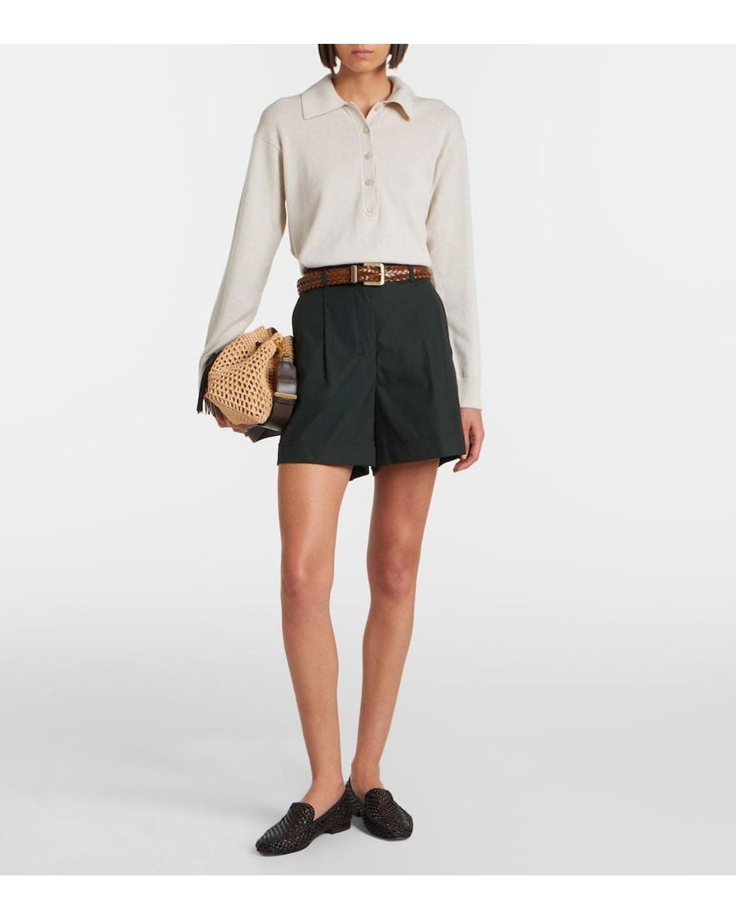 Max Mara Black Cotton Poplin Shorts