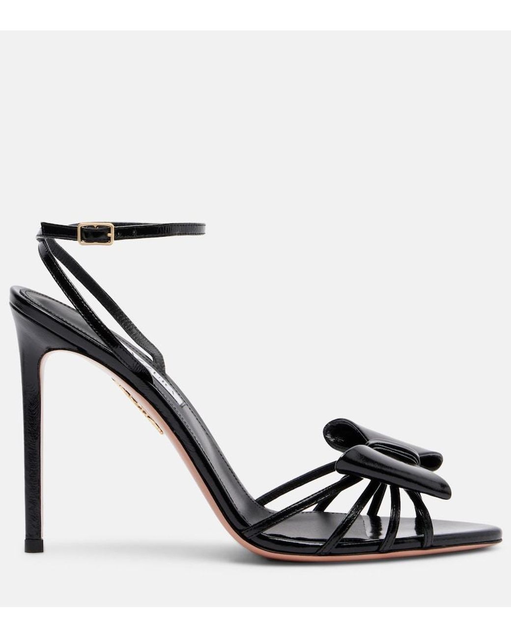 Aquazzura Black Tie 105 Bow-Detail Leather Sandals