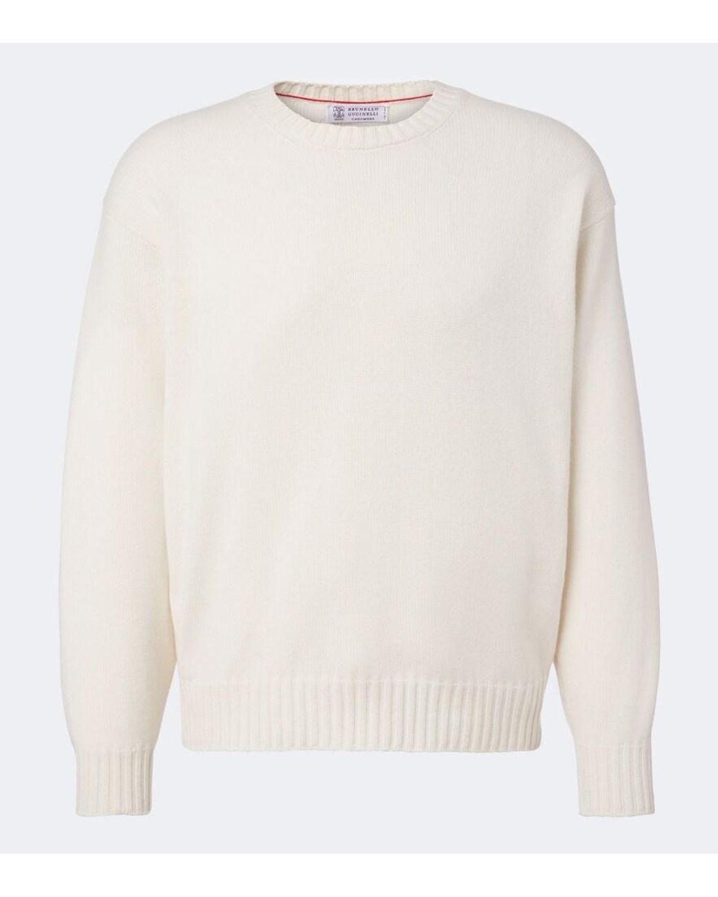 Brunello Cucinelli White Cashmere Sweater for men
