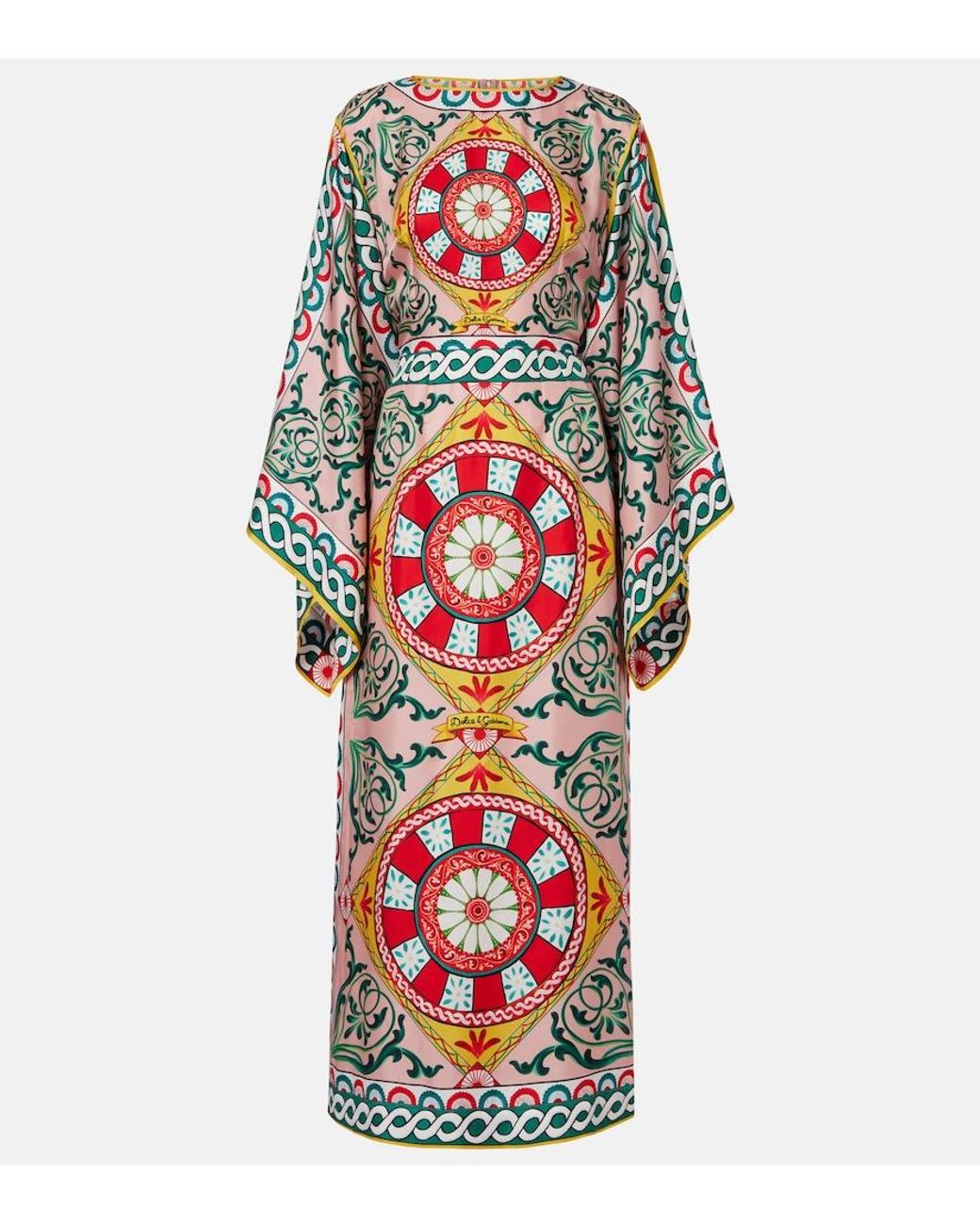 Dolce & Gabbana Red Printed Silk Gown