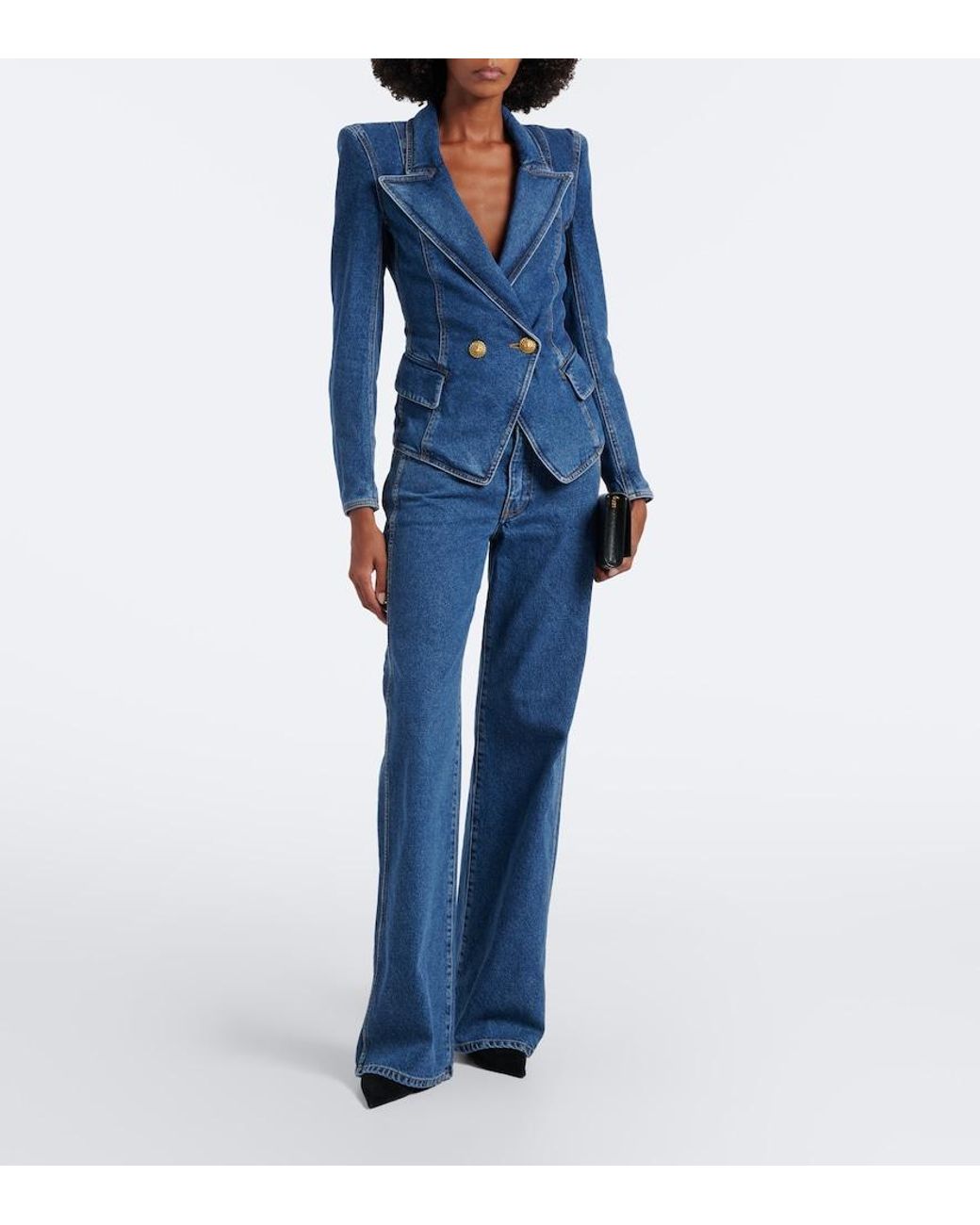 Balmain Blue Wide-Leg Jeans