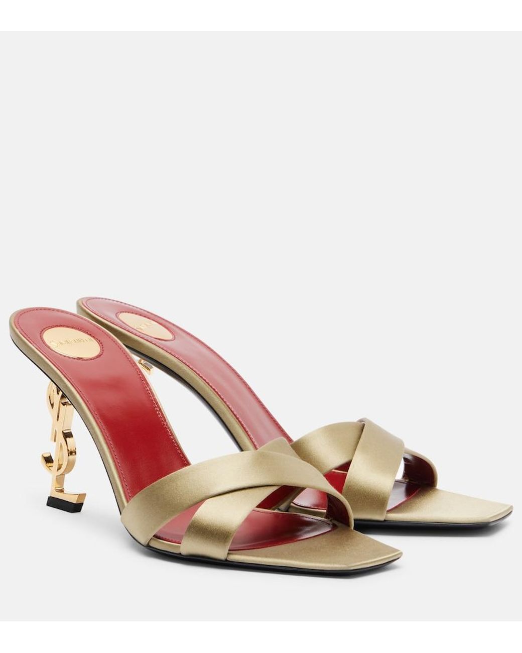 Saint Laurent Pink Opyum Crepe Satin Mules