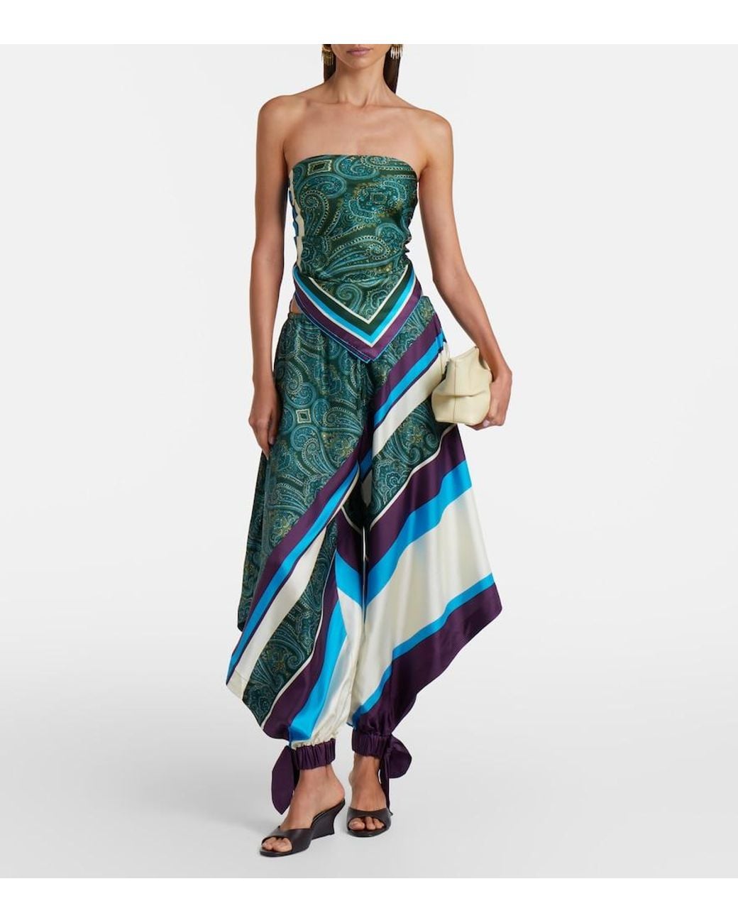 ALÉMAIS Blue Joni Printed Silk Twill Balloon Pants