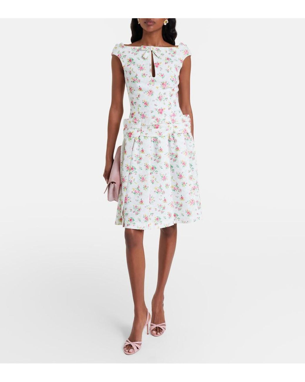 ShuShu/Tong White Bow-Detail Floral Top
