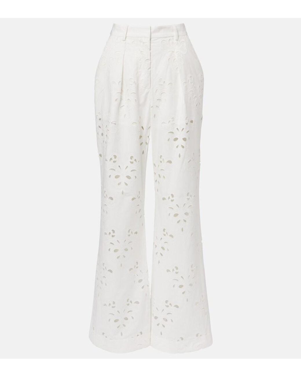 Rebecca Vallance White Artesan Broderie Anglaise Flared Pants