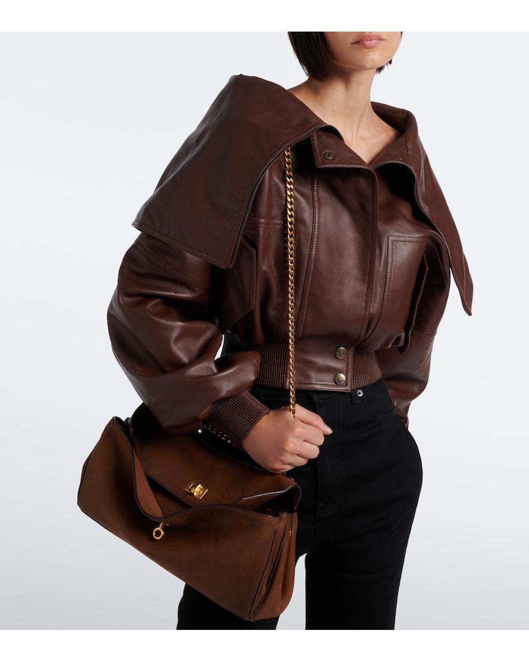 Balenciaga Brown Rodeo East West Leather Shoulder Bag
