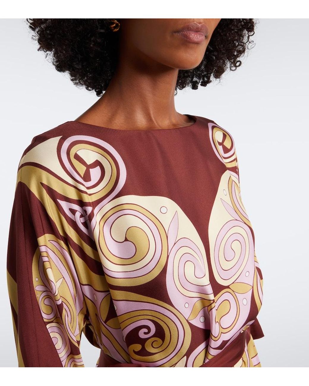LaDoubleJ Red Muumuu Belted Printed Silk Twill Kaftan