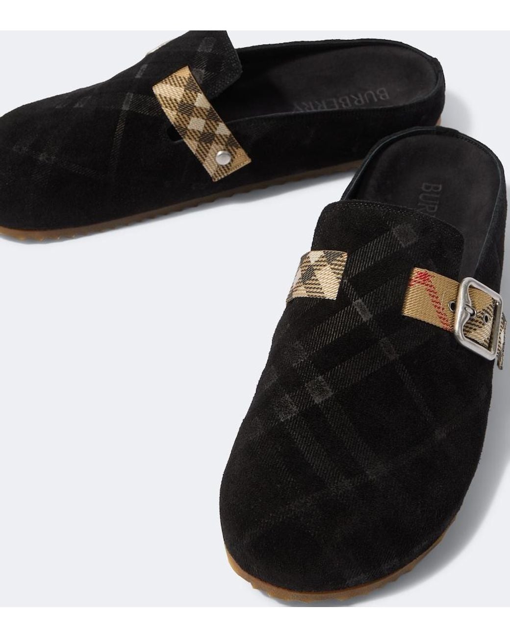 Burberry Black Urchin Suede Clogs for men