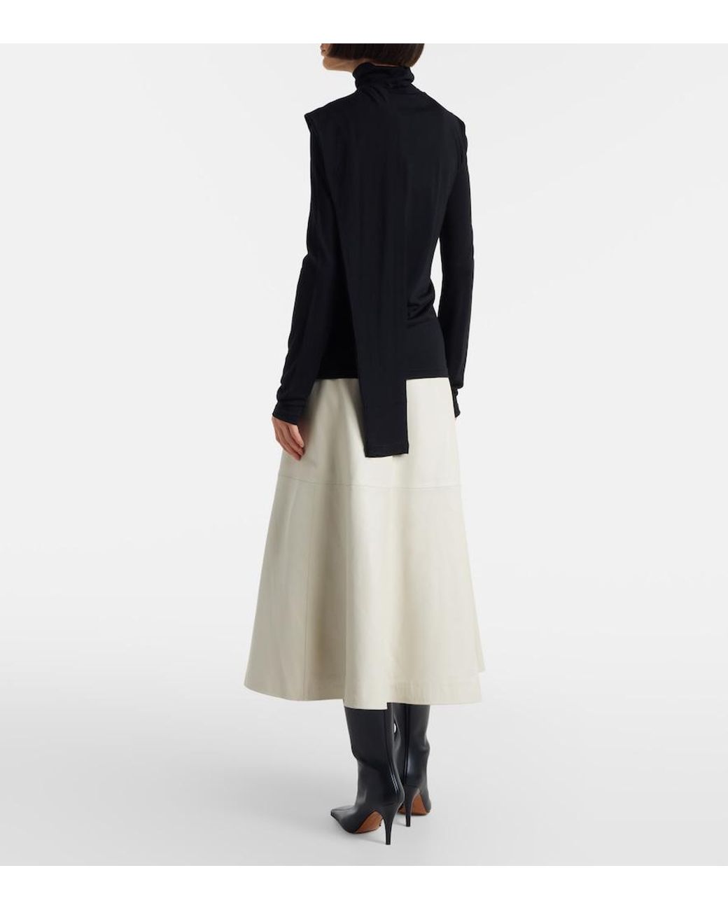 Rohe Black Scarf-Detail Wool Jersey Top