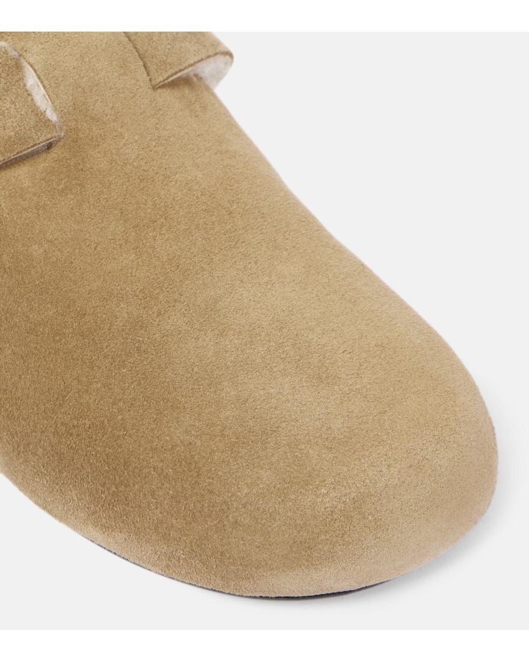 Isabel Marant Natural Mirvin Shearling-Lined Suede Clogs