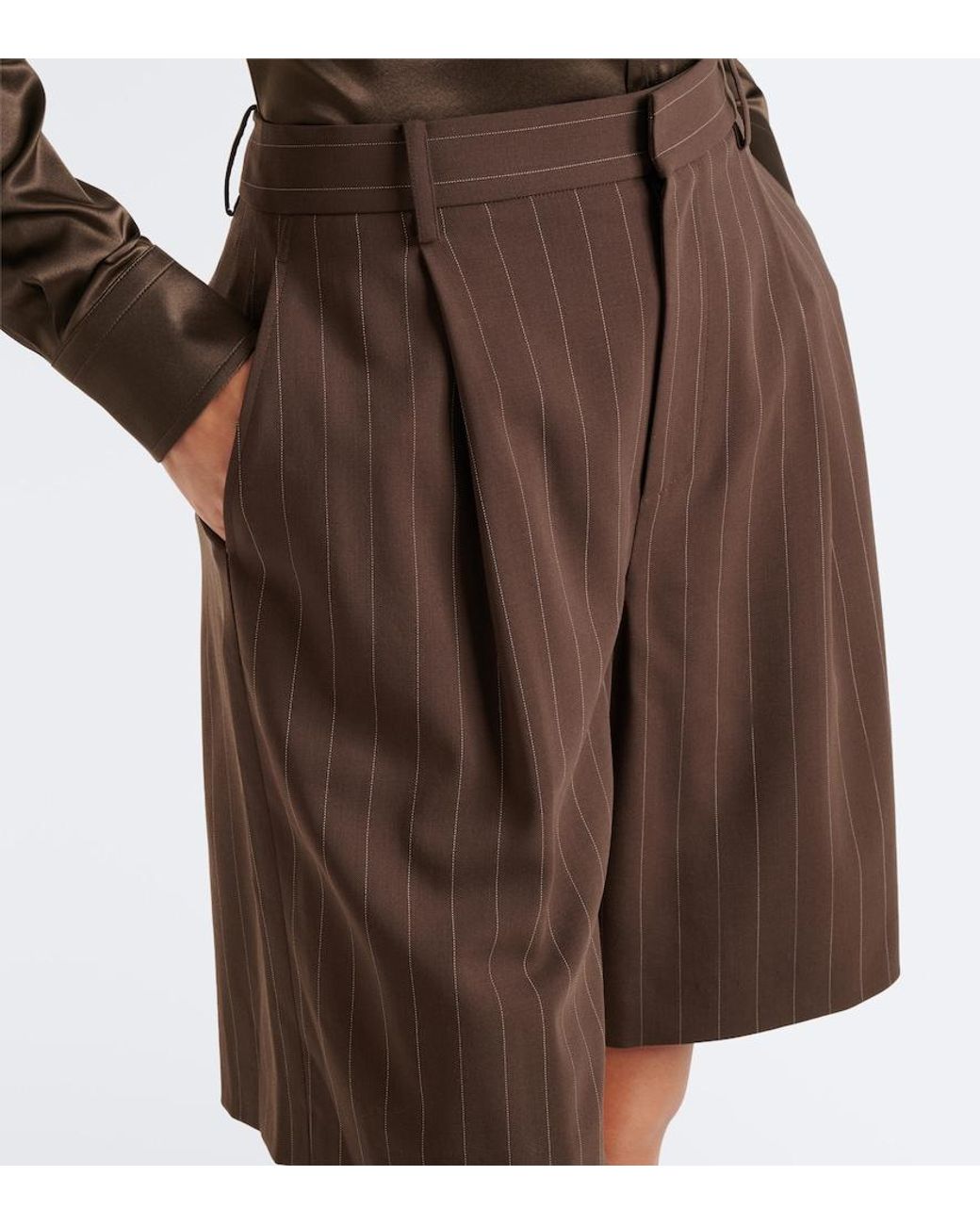Ralph Lauren Brown Striped Wool Shorts
