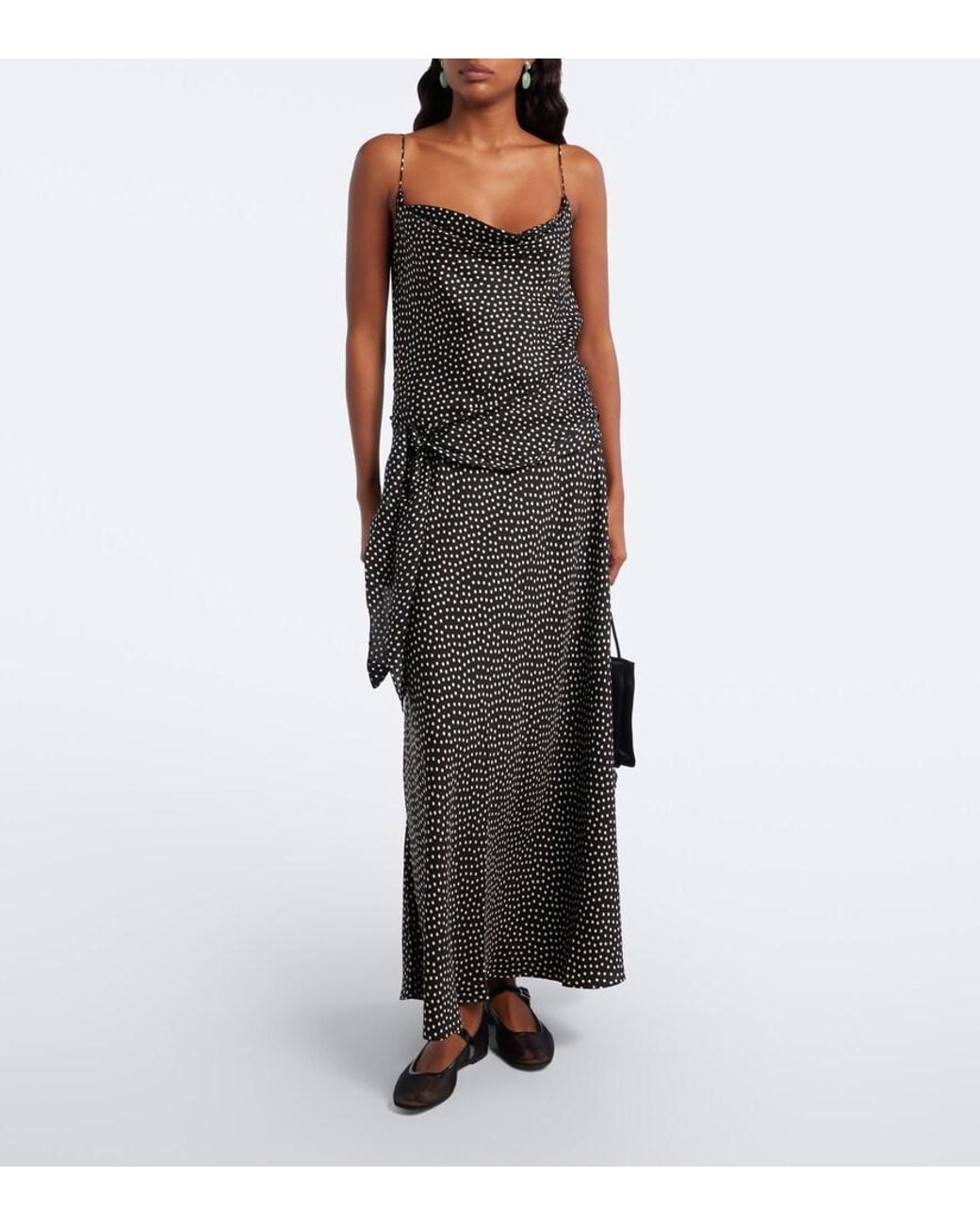 Doen Black Silvanie Silk-Blend Twill Midi Dress