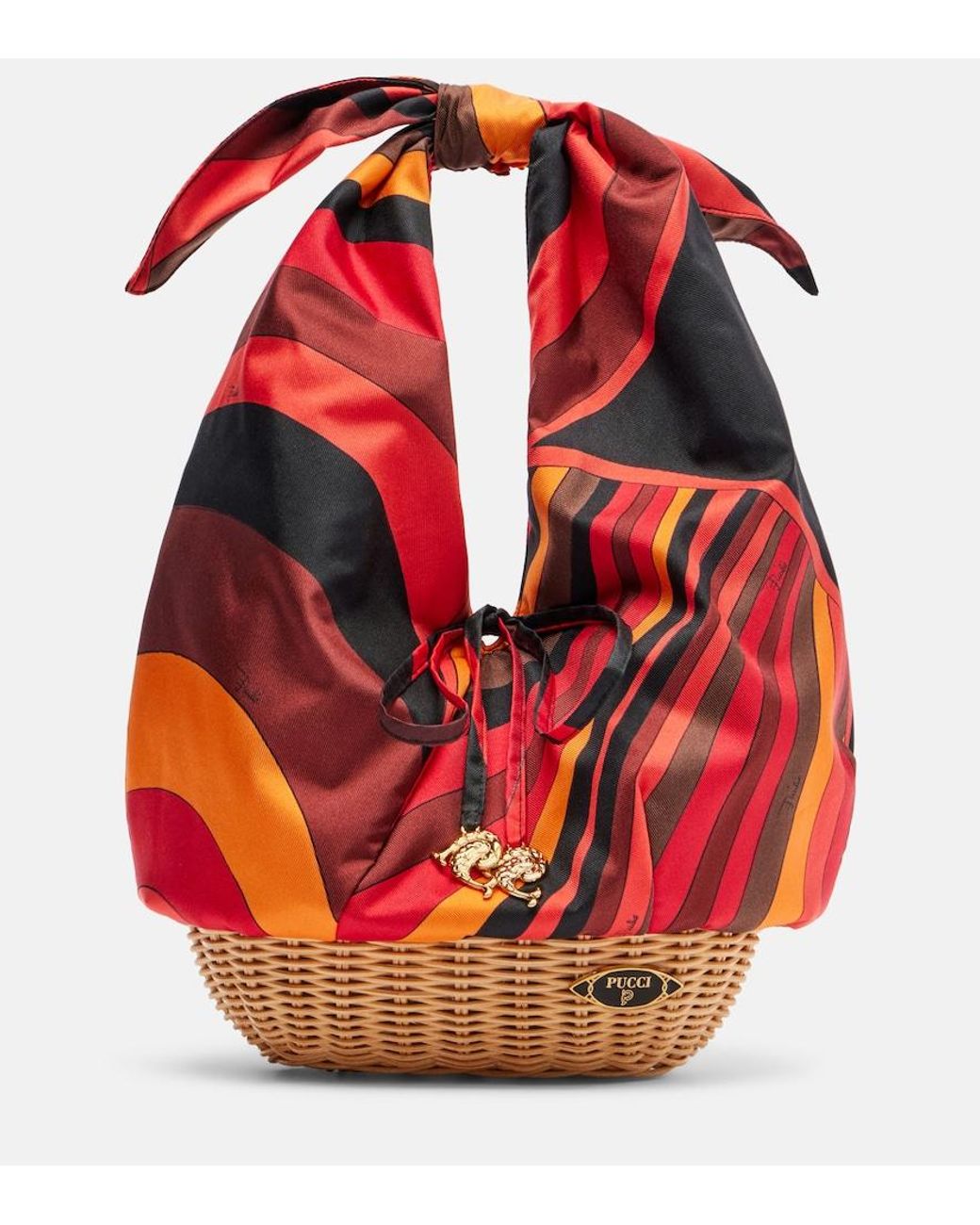 Emilio Pucci Red Picnic Iride Silk Top-Handle Bag