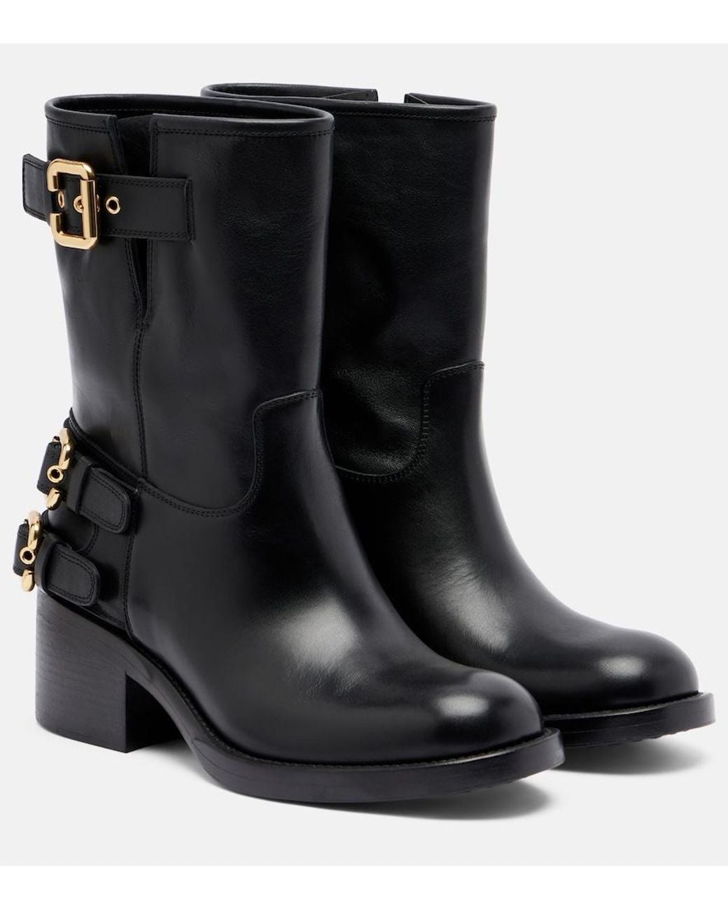 Chloé Black Dakota Leather Biker Boots