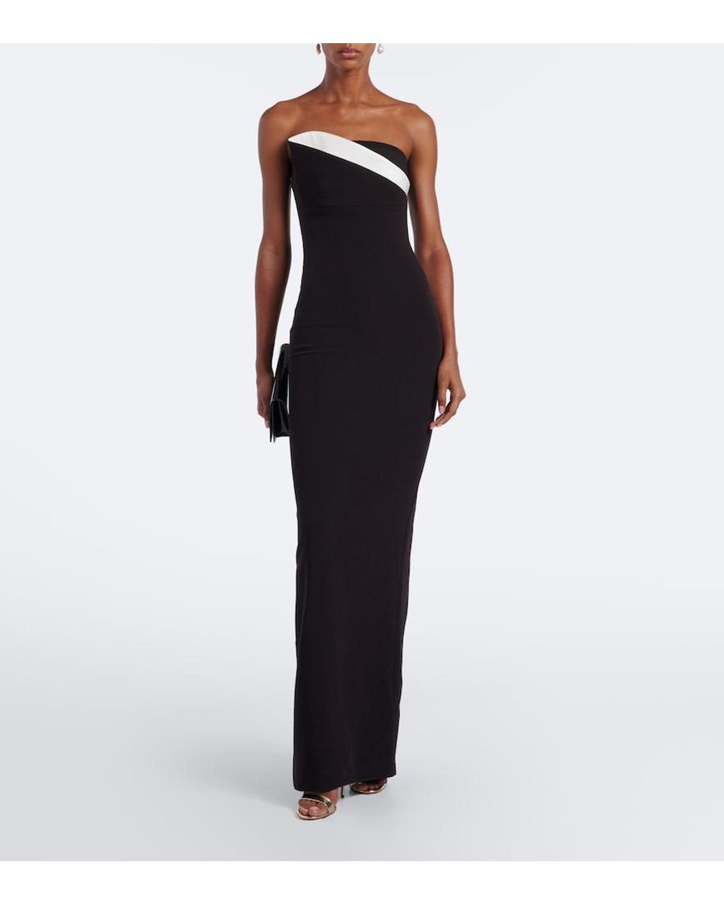 Roland Mouret Black Draped Bustier Gown