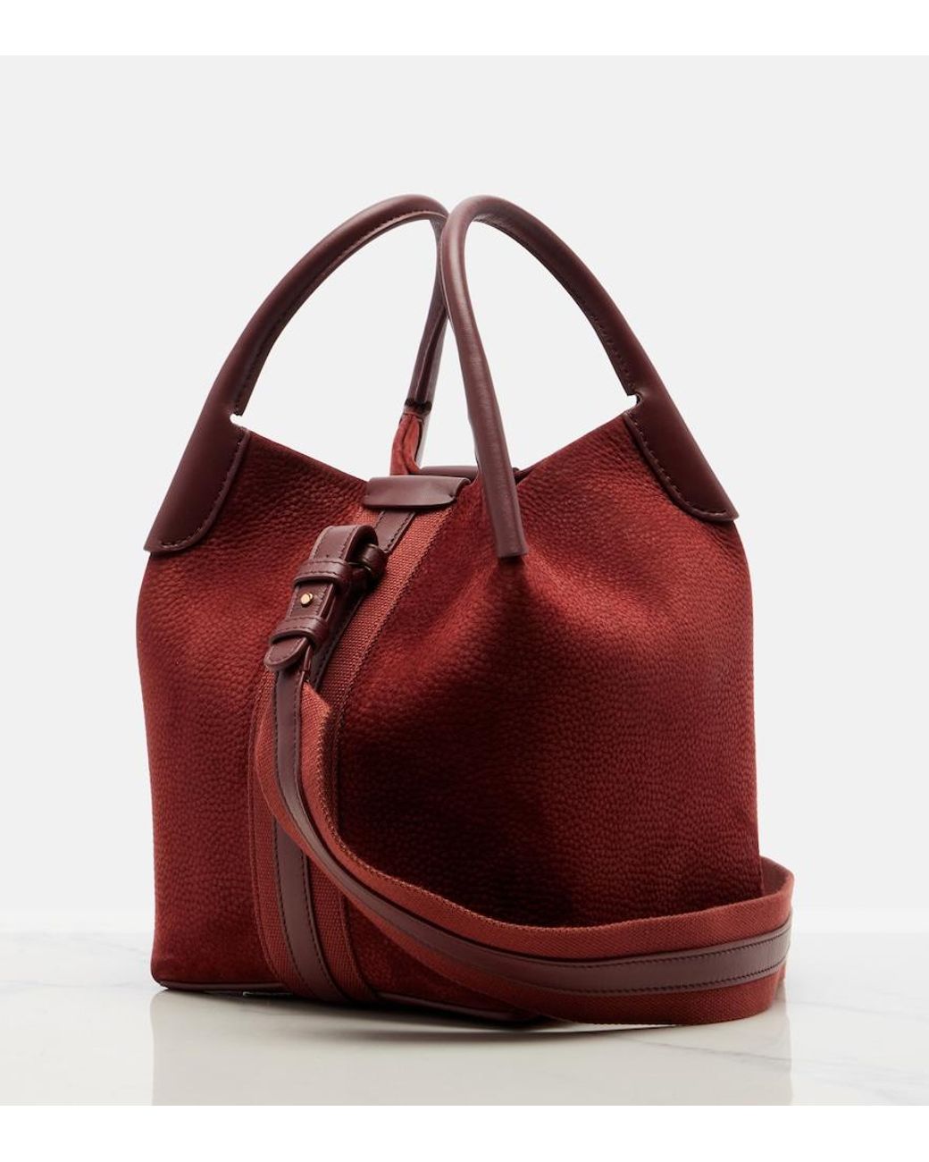 Loro Piana Red Bale Small Leather Top-Handle Bag