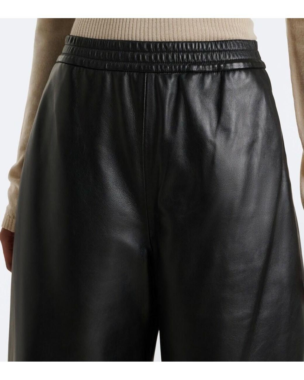 Arma Black Noa Leather Barrel-Leg Pants